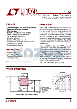 LT1306 datasheet - Synchronous, Fixed Frequency Step-Up DC/DC Converter