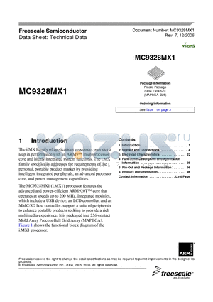 MC9328MX1DVM15 datasheet - MX Family of applications processors