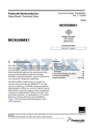 MC9328MX1CVM15 datasheet - MX Family of applications processors