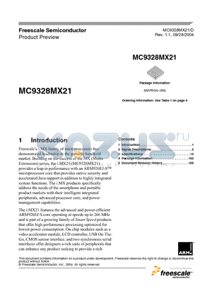 MC9328MX21CVH datasheet - i.MX family of microprocessors