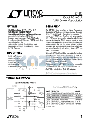 LT1313 datasheet - Dual PCMCIA VPP Driver/Regulator