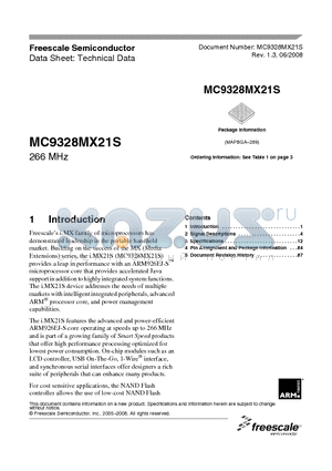 MC9328MX21S datasheet - i.MX family of microprocessors 266 MHz