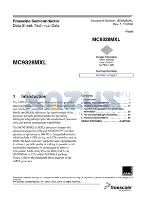 MC9328MXLCVM15 datasheet - MX Family of applications processors
