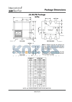 MLPM-6PIN datasheet - Package Dimensions