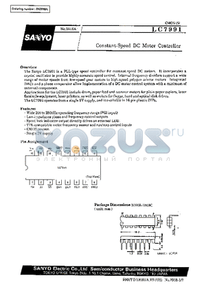 LC7991 datasheet - Constant-Speed DC Motor Controller