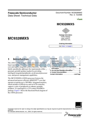 MC9328MXS datasheet - MX Family of applications processors