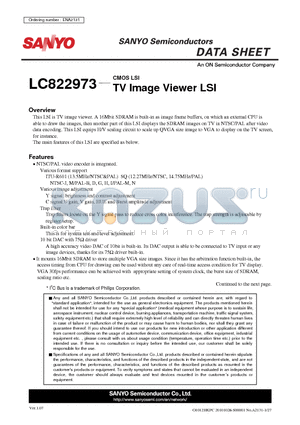 LC822973 datasheet - CMOS LSI TV Image Viewer LSI