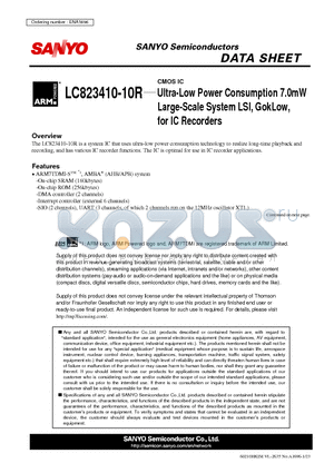 LC823410-10R datasheet - Ultra-Low Power Consumption 7.0mW Large-Scale System LSI, GokLow, for IC Recorders