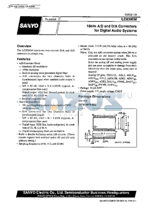 LC8390M datasheet - 16bits A/D and D/A Converters for Digital Audio Systems