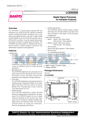LC83025 datasheet - Digital Signal Processor for Karaoke Products