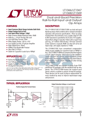LT1366CN8-PBF datasheet - Dual and Quad Precision Rail-to-Rail Input and Output Op Amps