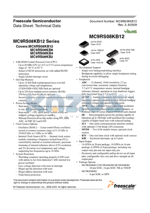 MC9RS08KB12 datasheet - MCU Block Diagram