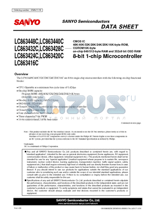 LC863424C datasheet - 8-bit 1-chip Microcontroller