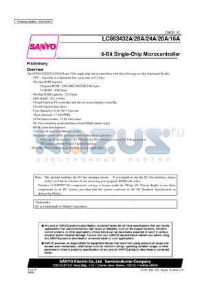 LC863424A datasheet - 8-Bit Single-Chip Microcontroller