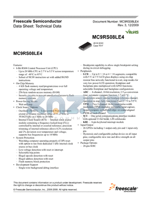 MC9RS08LE4WL datasheet - MCU Block Diagram
