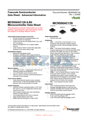 MC9S08AC128M44E datasheet - 8-Bit Microcontroller