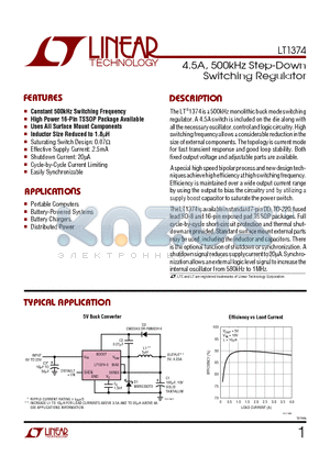 LT1374 datasheet - 4.5A, 500kHz Step-Down Switching Regulator