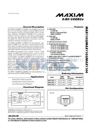 MAX1103EUA datasheet - 8-Bit CODECs