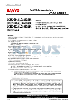 LC863G32A datasheet - CGROM16K-byte on-chip 768-byte RAM and 3529 bit OSD RAM 8-bit 1-chip Microcontroller