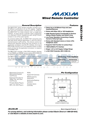 MAX11041 datasheet - Wired Remote Controller