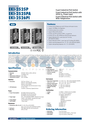 EKI-2525PA datasheet - 5-port Industrial PoE Switch