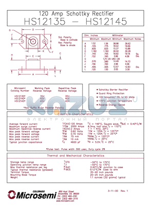 HS12140 datasheet - 120 Amp Schottky Rectifier