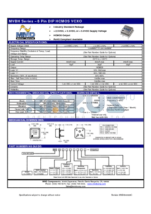 MVBH201027CX datasheet - 8 Pin DIP HCMOS VCXO