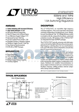 LT1377IS8 datasheet - 500kHz and 1MHz High Efficiency 1.5A Switching Regulators