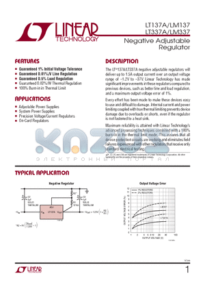 LT137A datasheet - Negative Adjustable Regulator