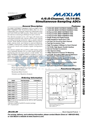 MAX11047_11 datasheet - 4-/6-/8-Channel, 16-/14-Bit, Simultaneous-Sampling ADCs