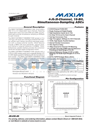 MAX11048ETN+ datasheet - 4-/6-/8-Channel, 16-Bit, Simultaneous-Sampling ADCs