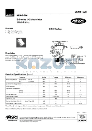 EKIN2-150H datasheet - E-Series I/Q Modulator 149.95 MHz