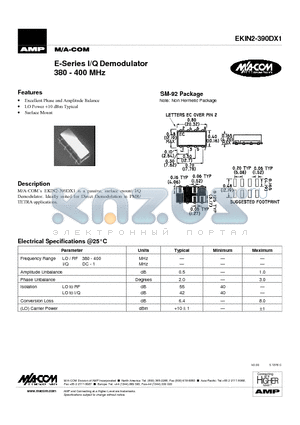 EKIN2-390DX1 datasheet - E-Series I/Q Demodulator 380 - 400 MHz