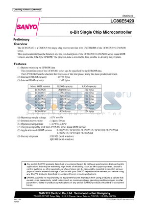 LC865504 datasheet - 8-Bit Single Chip Microcontroller