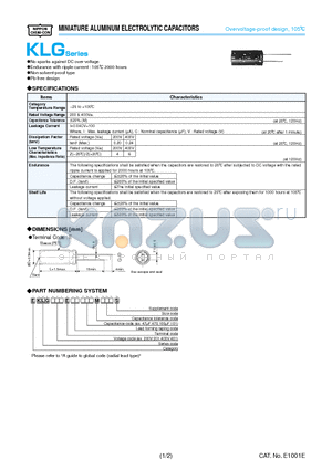 EKLG201ESS820ML20S datasheet - MINIATURE ALUMINUM ELECTROLYTIC CAPACITORS