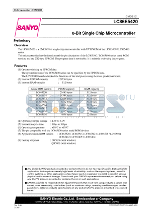 LC865516 datasheet - 8-Bit Single Chip Microcontroller