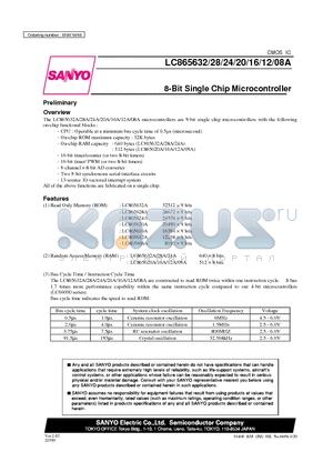 LC865616A datasheet - 8-Bit Single Chip Microcontroller