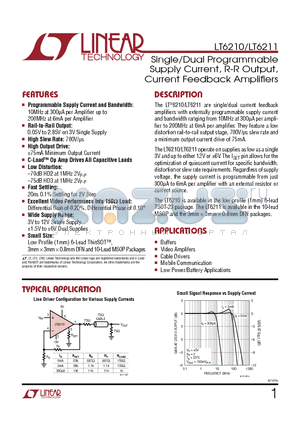 LT1398 datasheet - Single/Dual Programmable Supply Current