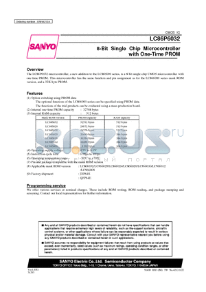 LC866024 datasheet - 8-Bit Single Chip Microcontroller with One-Time PROM