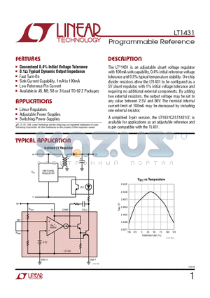 LT1431IN8-TRPBF datasheet - Programmable Reference