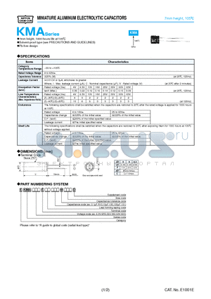 EKMA100ESS680MF07D datasheet - MINIATURE ALUMINUM ELECTROLYTIC CAPACITORS