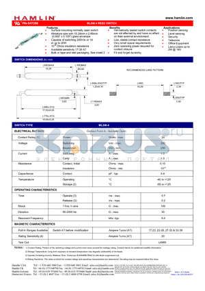MLSM-4 datasheet - Surface mounting normally open switch