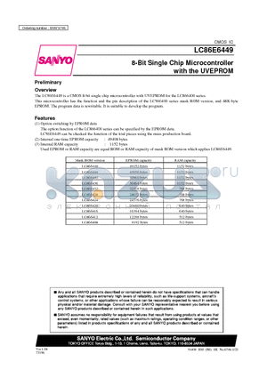 LC866412 datasheet - 8-Bit Single Chip Microcontroller with the UVEPROM