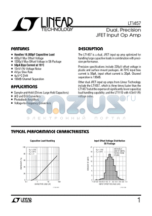 LT1457S8 datasheet - Dual, Precision JFET Input Op Amp