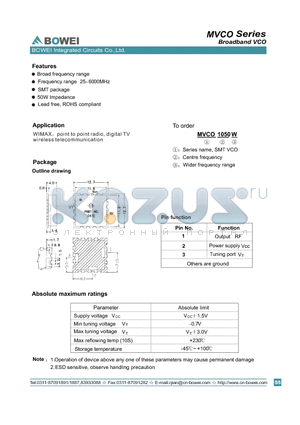 MVCO038W datasheet - Broadband VCO