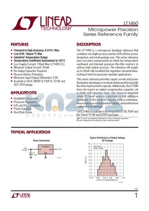 LT1460ACN8-5 datasheet - Micropower Precision Series Reference Family