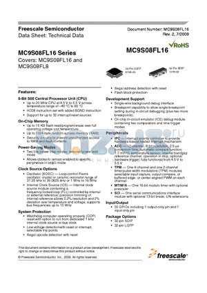 MC9S08FL8 datasheet - 8-Bit S08 Central Processor Unit (CPU)