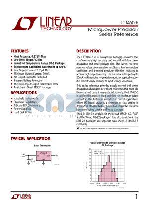 LT1460BIS8-5 datasheet - Micropower Precision Series Reference