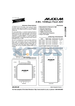 MAX1114AIDO datasheet - 8-Bit, 150Msps Flash ADC