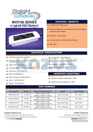 MVDE100-24-P datasheet - 12 OR 24 VDC OUTPUT